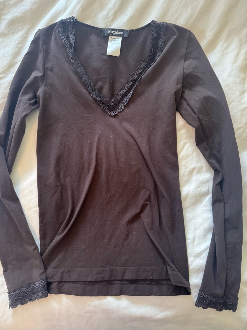 MaxMara Brown Lace-Trim V-Neck Camisole